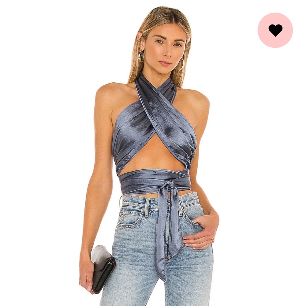 Revolve LPA satin wrap tie top